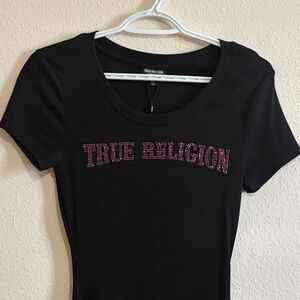 True Religion Arched Logo Ribbed Tee Dress
